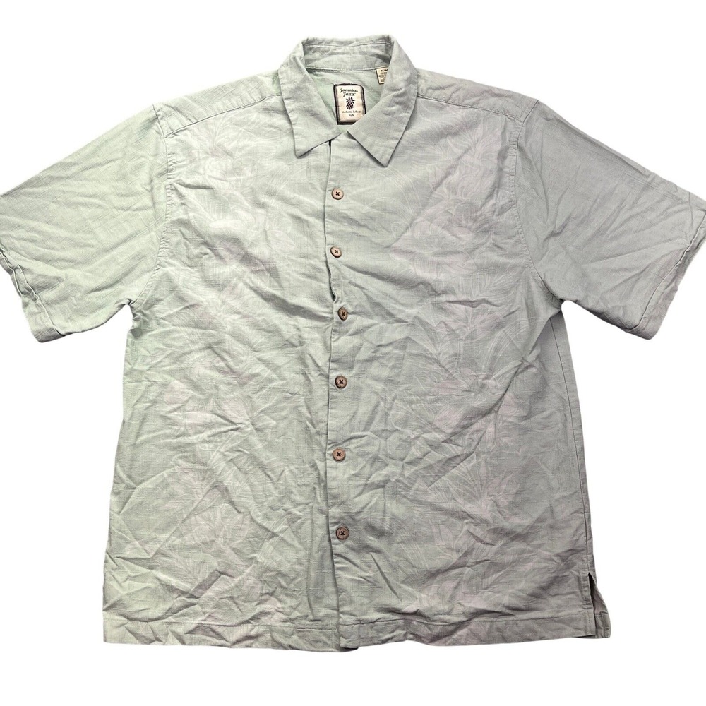 Jamaica Jaxx Island Style Button Up Short Sleeve Shirt Tropical Print‎ M Boho